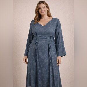 NWOT SHEIN Dusty Blue Floral Long Sleeve Dress